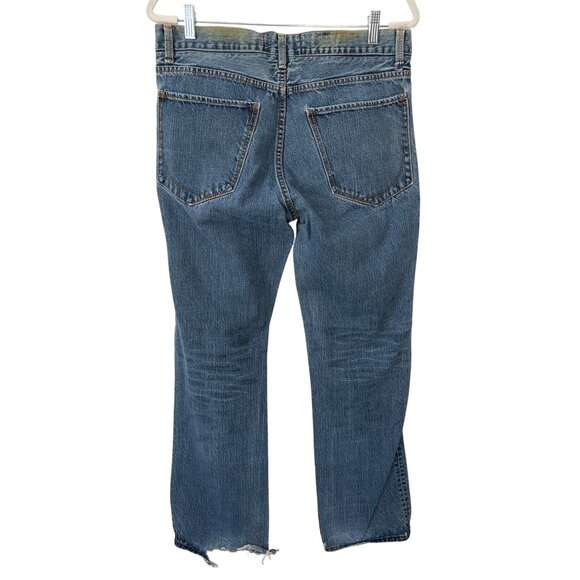 Paper Denim and Cloth Jeans Size 34 Denim Blue Distressed Fringe Hem Vintage - Picture 2 of 8